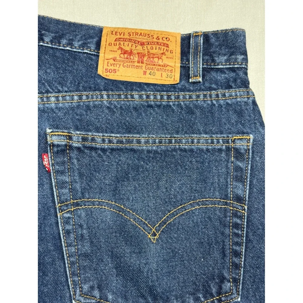 Levis 505 Regular Fit Jeans Mens 40x30 Dark Wash Blue Vintage Y2K 2002 505-0216